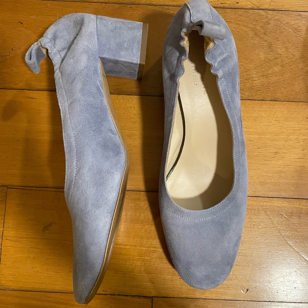 Everlane Day Heel - Light Blue Suede 8.5